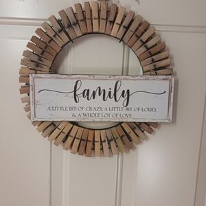 Rustic Family Wall Decor with Wooden Clothespins